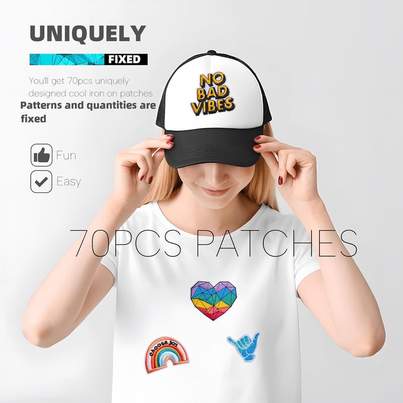 Solasocool Embroidered Iron on Patches Applique 70pcs Assorted Styles Iron on/Sew on Patch for Clothes Hats Backpacks Fabric Cute Embroidery Patches for Clothing Jeans Jackets DIY Accessories - Image 4